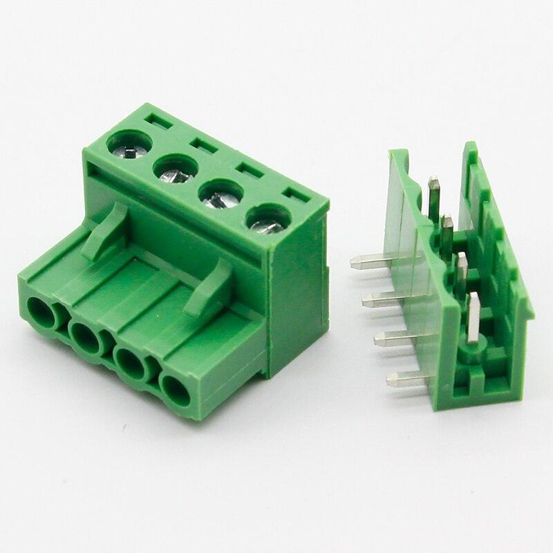 Free shipping 10 sets ht5.08 4pin Right angle Terminal plug type 300V 10A 5.08mm pitch connector pcb screw terminal block.