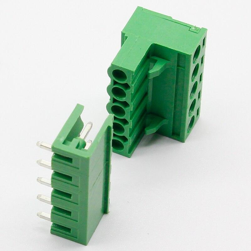 Free shipping 10 sets ht5.08 5pin Right angle Terminal plug type 300V 10A 5.08mm pitch connector pcb screw terminal block.