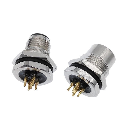 Front nut flange socket 4 5 8pin screw threaded male female M12 M16 waterproof connectors PCB sensor connector panel.