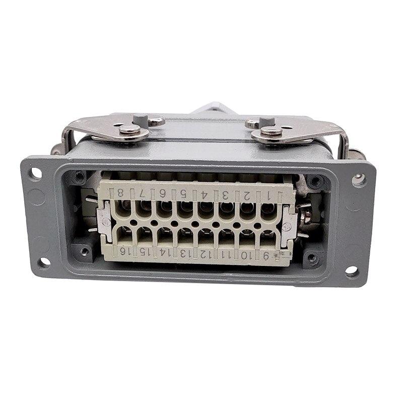 10pin connector,Heavy Duty Connectors HDC-HE-016-1/2/3/4 F/M 16pin 16A 500V Industrial rectangular Aviation connector plug Screw connection