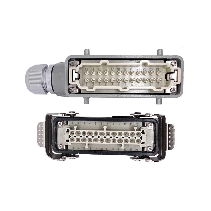 heavy duty connector 24pin,Heavy Duty Connectors HDC-HE-024-1/2/3/4 F/M 24pin Industrial rectangular Aviation connector plug 16A 500V Screw connection