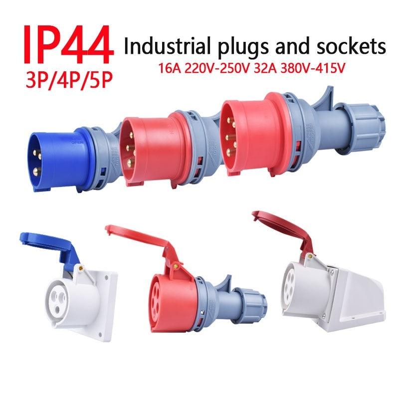 IP44 Industrial Plug and Socket 16A/32A 3P 4P 5P Waterproof and Explosion-proof.