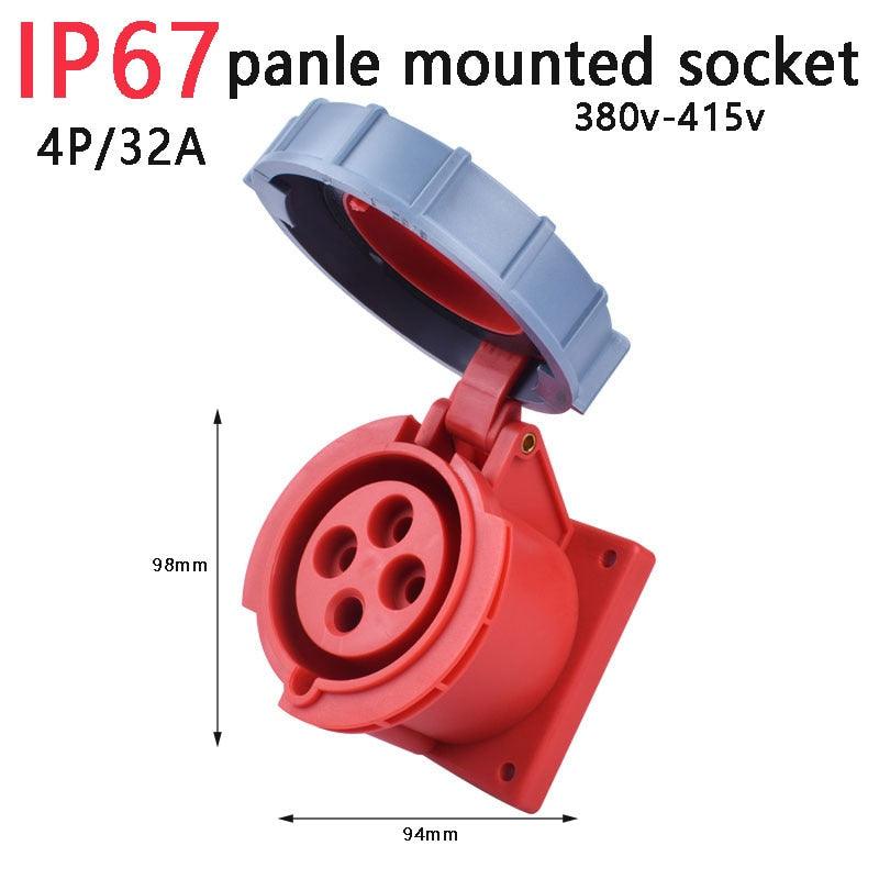 IP67 NEW Industrial Plug and Socket 16A 32A 3 Pin 4 Pin 5 Pin Wall Mounted.