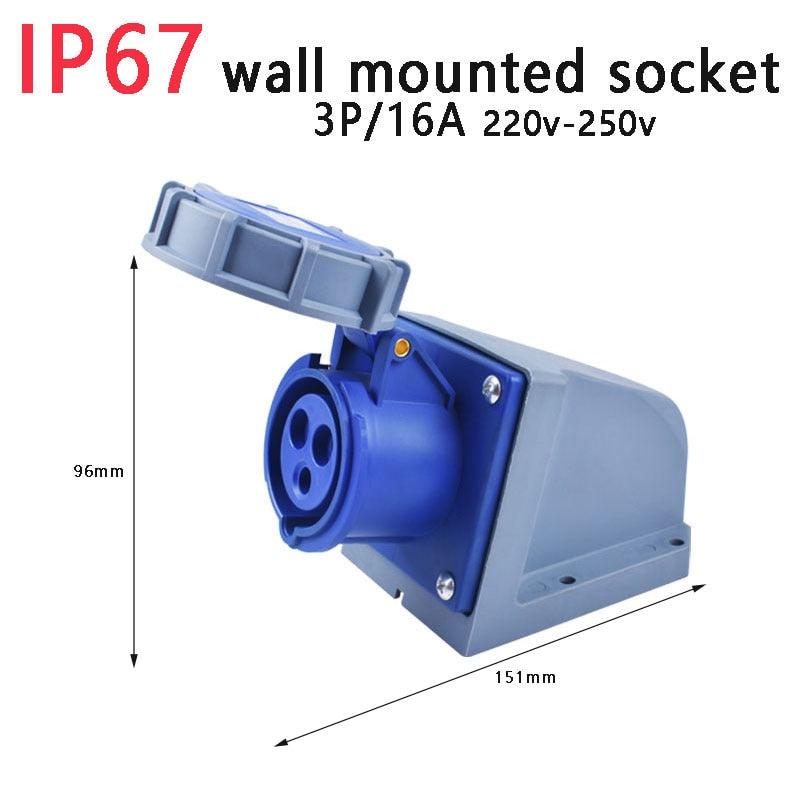 IP67 NEW Industrial Plug and Socket 16A 32A 3 Pin 4 Pin 5 Pin Wall Mounted.