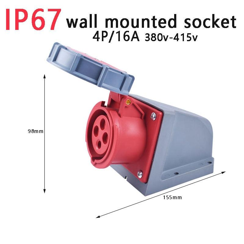 IP67 NEW Industrial Plug and Socket 16A 32A 3 Pin 4 Pin 5 Pin Wall Mounted.
