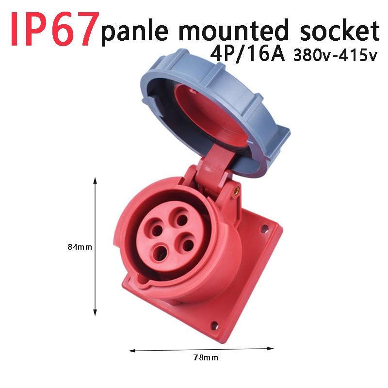 industrial socket 4p16a,IP67 NEW Industrial Plug and Socket 16A 32A 3 Pin 4 Pin 5 Pin Wall Mounted Socket Panel Mounted Coupler 220V 380V 415V,new industrial plug and socket 3p 230v