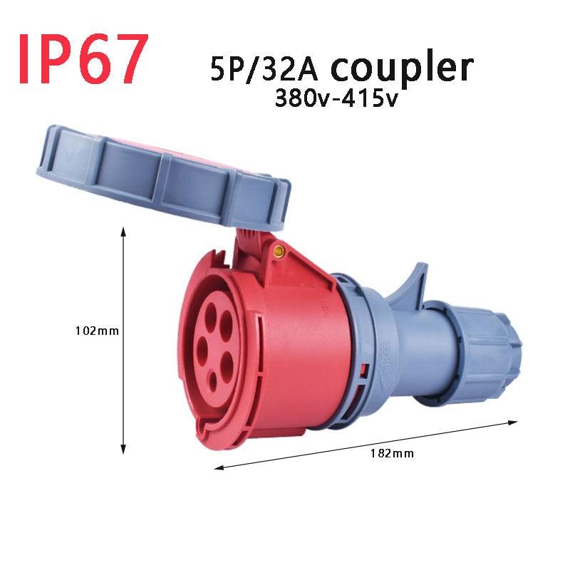 IP67 NEW Industrial Plug and Socket 16A 32A 3 Pin 4 Pin 5 Pin Wall Mounted.