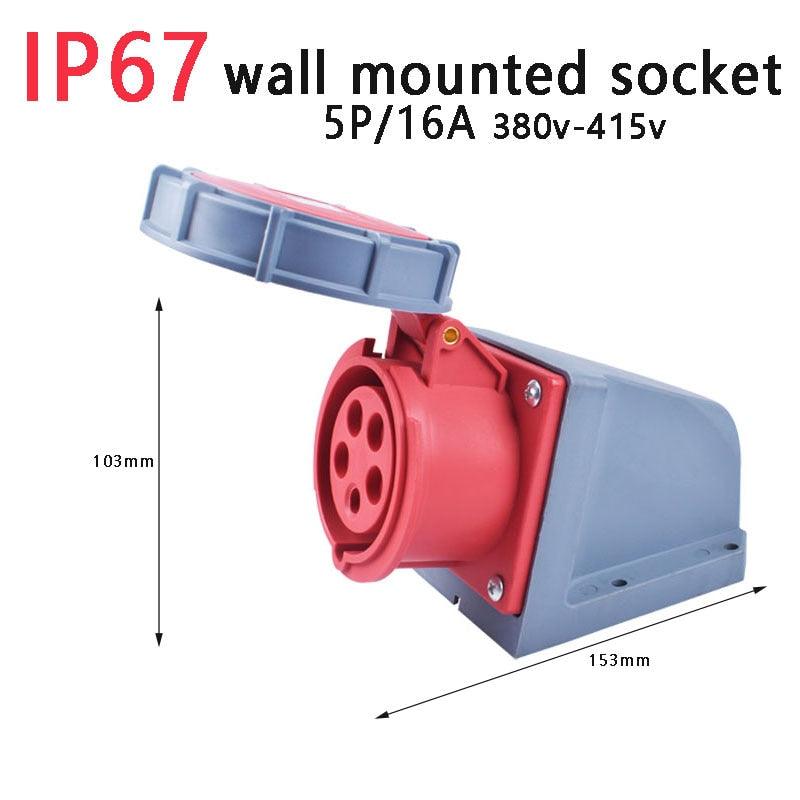 IP67 NEW Industrial Plug and Socket 16A 32A 3 Pin 4 Pin 5 Pin Wall Mounted.