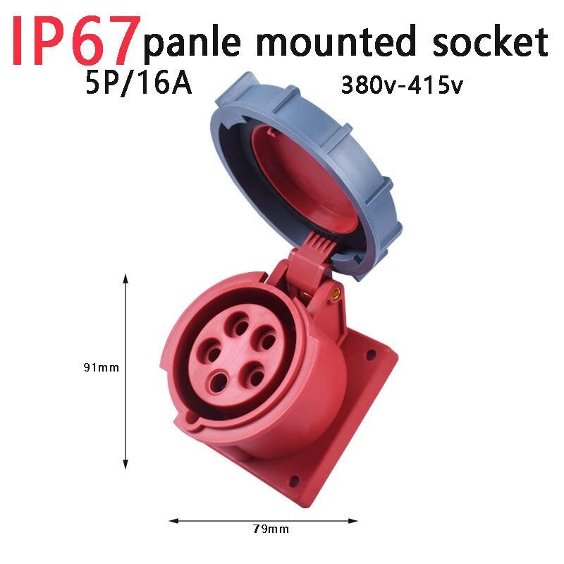 panel mounted socket,IP67 NEW Industrial Plug and Socket 16A 32A 3 Pin 4 Pin 5 Pin Wall Mounted Socket Panel Mounted Coupler 220V 380V 415V,new industrial plug and socket 3p 230v