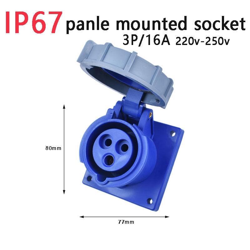 ip67 panel mounted socket,IP67 NEW Industrial Plug and Socket 16A 32A 3 Pin 4 Pin 5 Pin Wall Mounted Socket Panel Mounted Coupler 220V 380V 415V,new industrial plug and socket 3p 230v