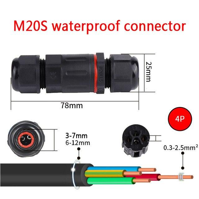 IP68 Waterproof Connector I-Type M20S 2/3/4 Pin Electrical Terminal Adapter Wire Connector.