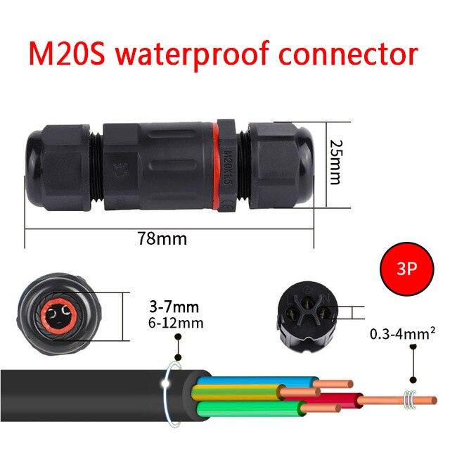 IP68 Waterproof Connector I-Type M20S 2/3/4 Pin Electrical Terminal Adapter Wire Connector.