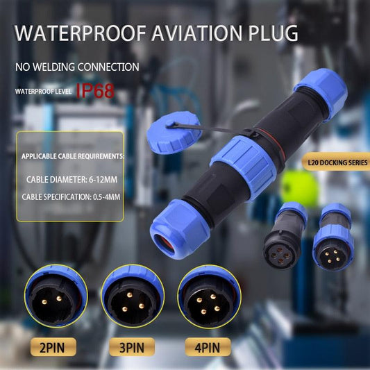 IP68 Waterproof Connector Male Plug & Female Socket 2/3/4 Pin Optional.