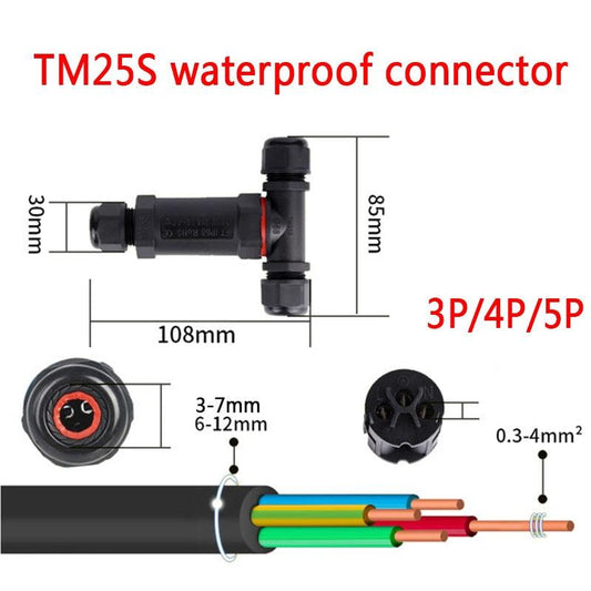 IP68 Waterproof Connector T-Type M20 2/3/4 Pin Electrical Terminal Adaptor Wire Connector.
