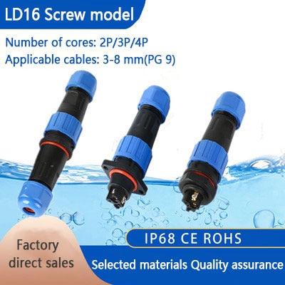 LD16 IP68 Waterproof Connector Socket Plug Back Nut Docking Flange 2 3 4 Pin Optional.