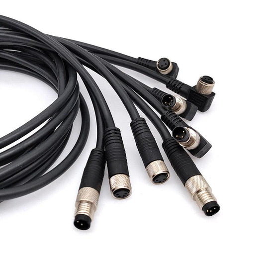 M8 Sensor Connector Cable Waterproof plug Male&Female Straight Angle 4 5 Pin +2m PVC line.m8 3 pin connector