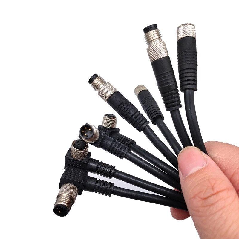 M8 Sensor Connector Cable Waterproof plug Male&Female Straight Angle 4 5 Pin +2m PVC line.m8 3 pin connector