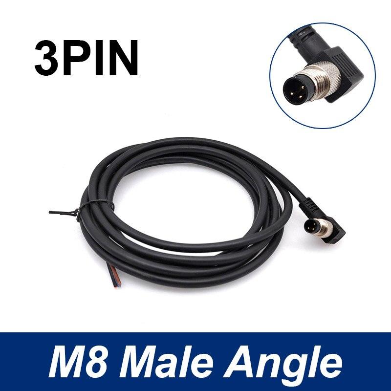 M8 Sensor Connector Cable Waterproof plug Male&Female Straight Angle 4 5 Pin +2m PVC line.m8 3 pin connector