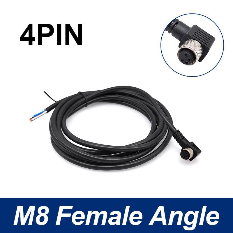 M8 Sensor Connector Cable Waterproof plug Male&Female Straight Angle 4 5 Pin +2m PVC line.m8 3 pin connector