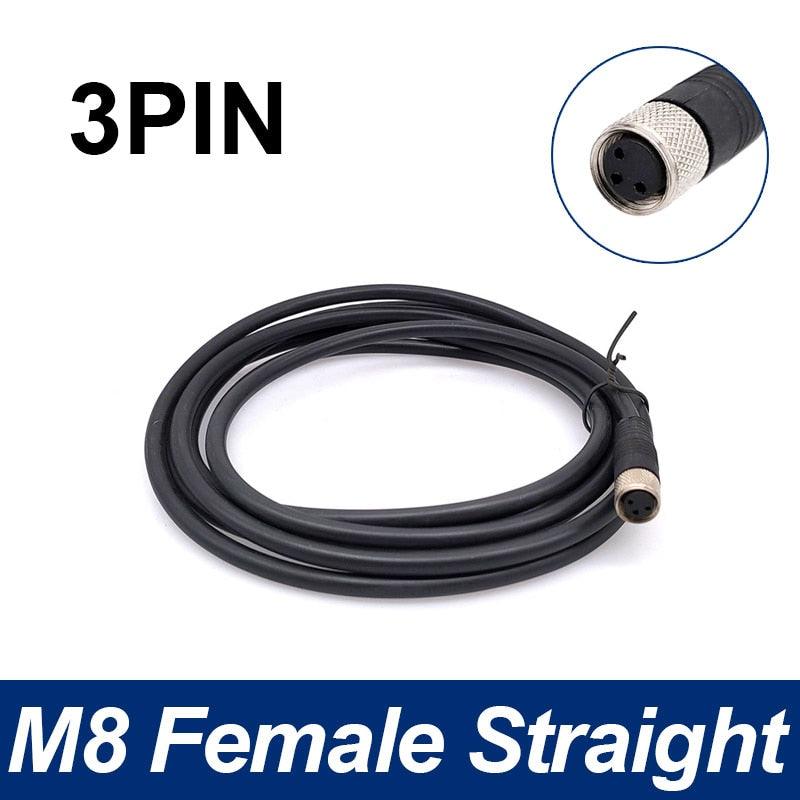 M8 Sensor Connector Cable Waterproof plug Male&Female Straight Angle 4 5 Pin +2m PVC line.m8 3 pin connector