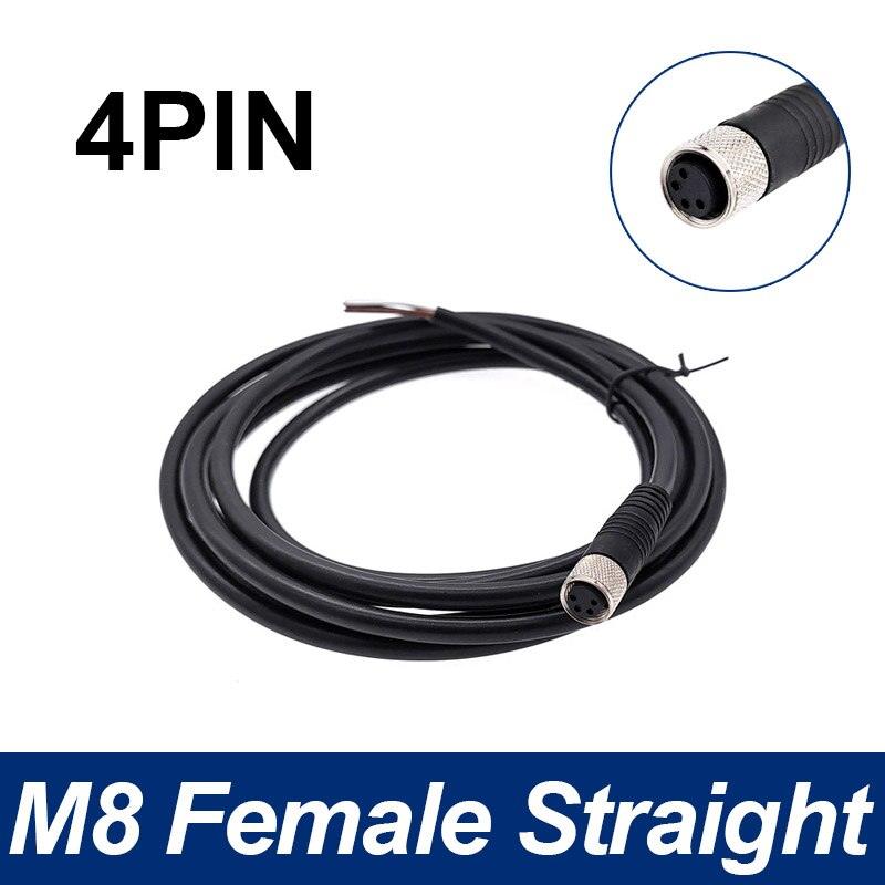 M8 Sensor Connector Cable Waterproof plug Male&Female Straight Angle 4 5 Pin +2m PVC line.m8 3 pin connector