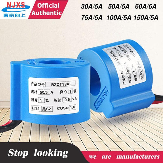 Miniature AC Current Transformer 05 class BZCT18AL-30a/5a 505a 75a:5a 100a/5a 150a5a standard current transformer single phase 3.