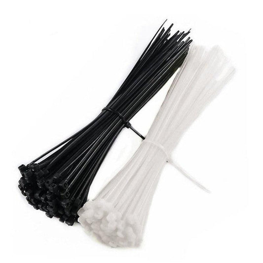 MR- 100PCS 3 X 60/80/100/120/150/200mm Wire Zip Ties/Black white Optional.