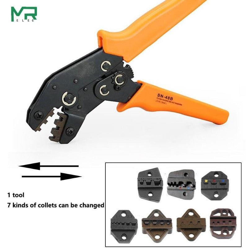 MR- SN-48b Series 7 kinds of Collets European Bare Terminal Crimping Pliers| 2.8 4.8 6.3 Tool Plug Spring Precision.