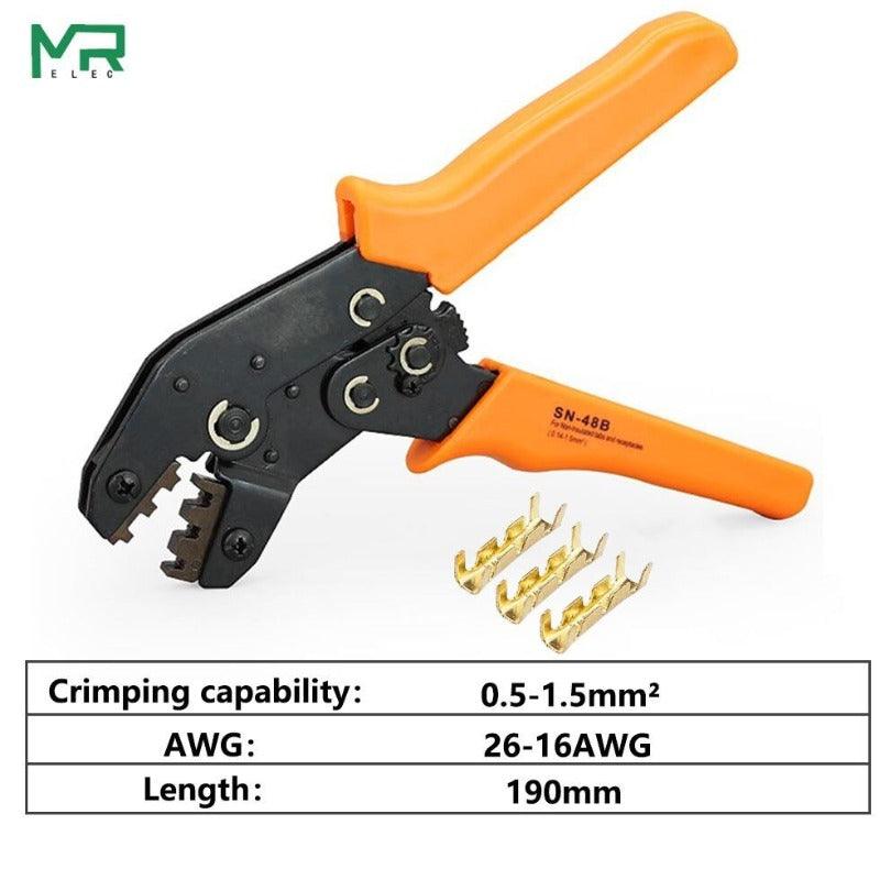 MR- SN-48b Series 7 kinds of Collets European Bare Terminal Crimping Pliers| 2.8 4.8 6.3 Tool Plug Spring Precision.