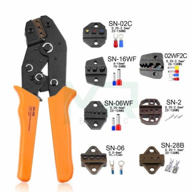 MR- SN-48b Series 7 kinds of Collets European Bare Terminal Crimping Pliers| 2.8 4.8 6.3 Tool Plug Spring Precision.
