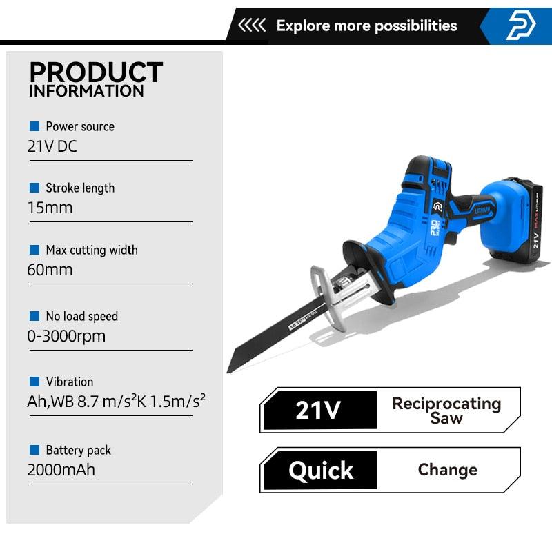 PROSTORMER- Cordless Reciprocating Saw 21V| AU/US/EU/UK Plug Optional.