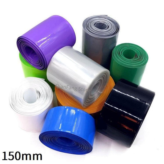 PVC Heat Shrink Tube 150mm Width Blue Multicolor Shrinkable Cable Sleeve Sheath Pack Cover for 18650 Lithium Battery Film Wrap.