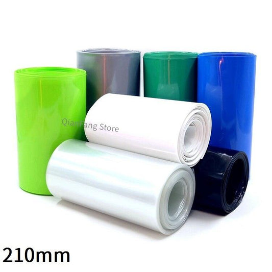 PVC Heat Shrink Tube 210mm Width Blue Multicolor Shrinkable Cable Sleeve Sheath Pack Cover for 18650 Lithium Battery Film Wrap.