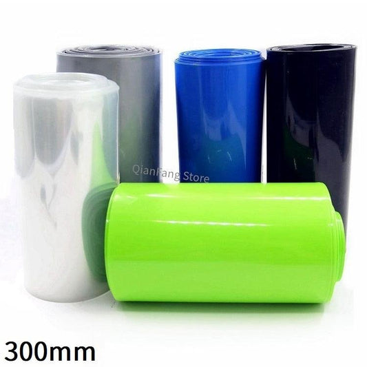 PVC Heat Shrink Tube 300mm Width Blue Multicolor Shrinkable Cable Sleeve Sheath Pack Cover for 18650 Lithium Battery Film Wrap.