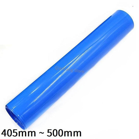 PVC Heat Shrink Tube 405mm ~ 500mm Blue Protector Shrinkable Cable Sleeve Sheath Pack Cover for 18650 Lithium Battery Film Wrap.