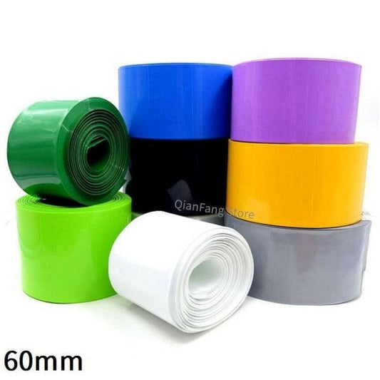 PVC Heat Shrink Tube 60mm Width Blue Multicolor Shrinkable Cable Sleeve Sheath Pack Cover for 18650 Lithium Battery Film Wrap.