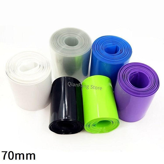 PVC Heat Shrink Tube 70mm Width Blue Multicolor Shrinkable Cable Sleeve Sheath Pack Cover for 18650 Lithium Battery Film Wrap.