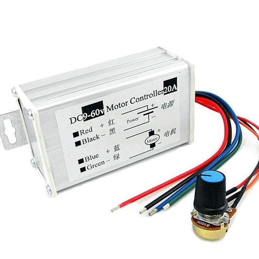 PWM DC motor stepless speed controller 12V 24V 60V MAX 20A.