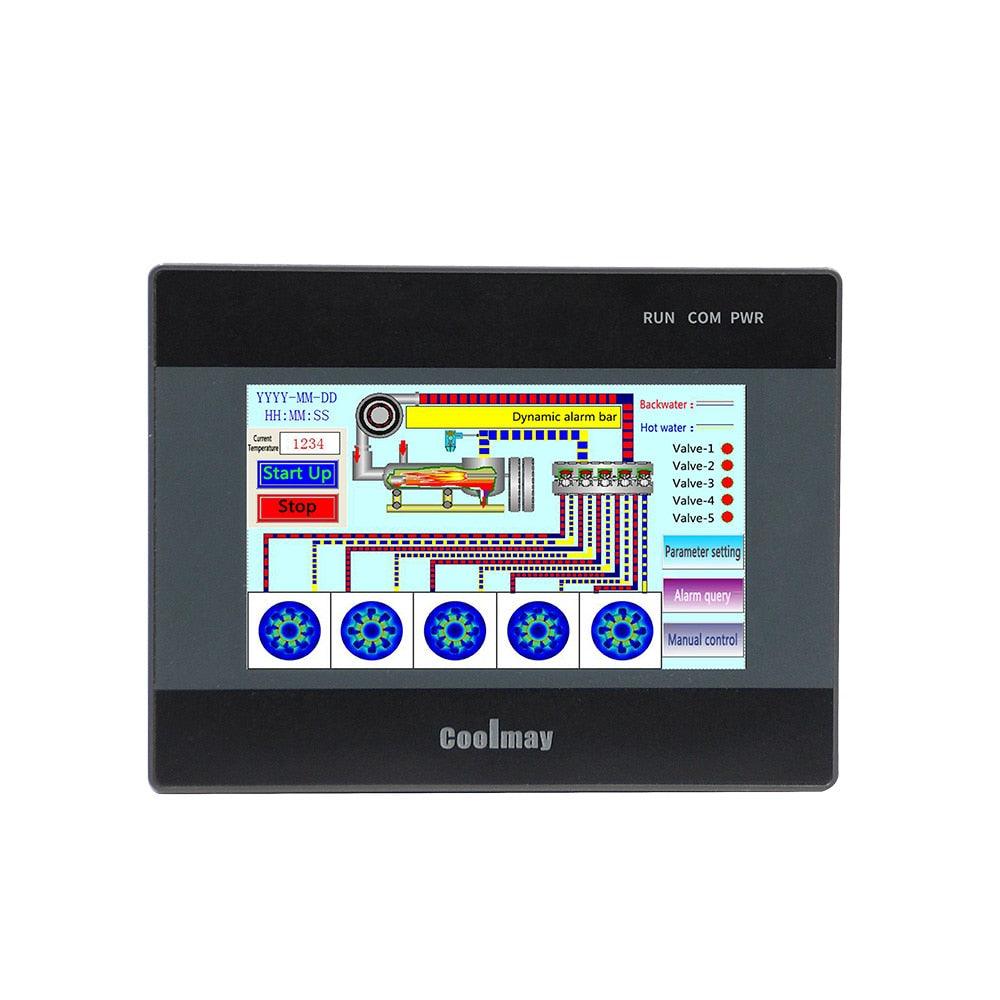 QM3G-43FH 4.3 inch touch screen lcd monitor hmi plc integrated 8di 8do relay outputs controller.