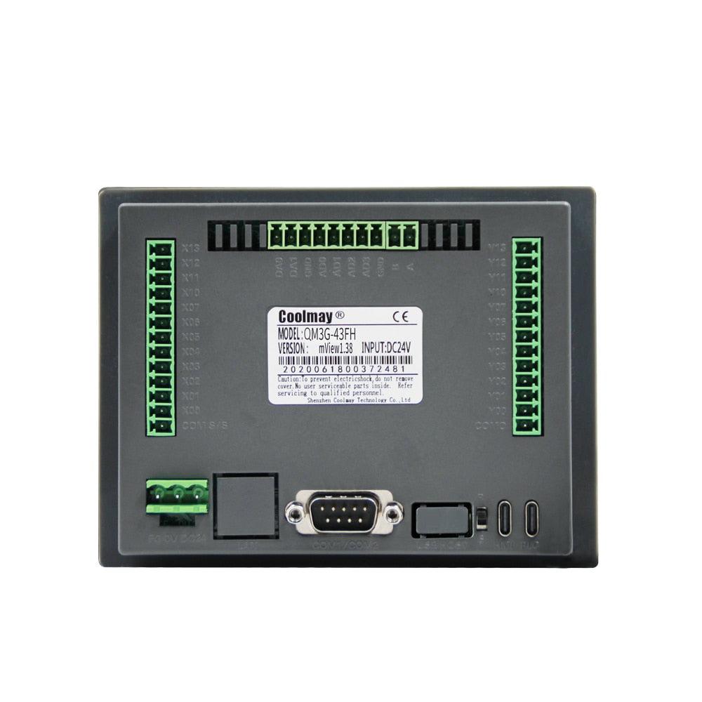 QM3G-43FH 4.3 inch touch screen lcd monitor hmi plc integrated 8di 8do relay outputs controller.