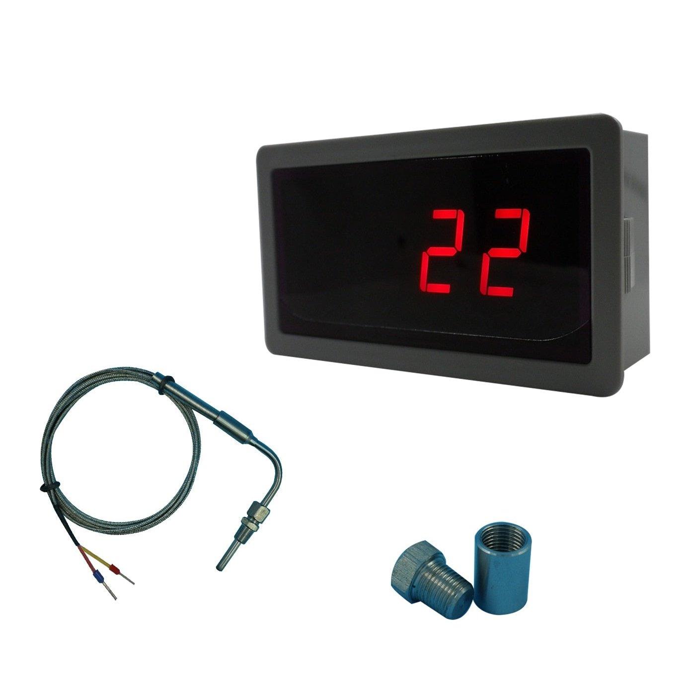 Red LED Gauge with EGT Temperature Sensors & Weld Bund Combo Kit in Fahrenheit.