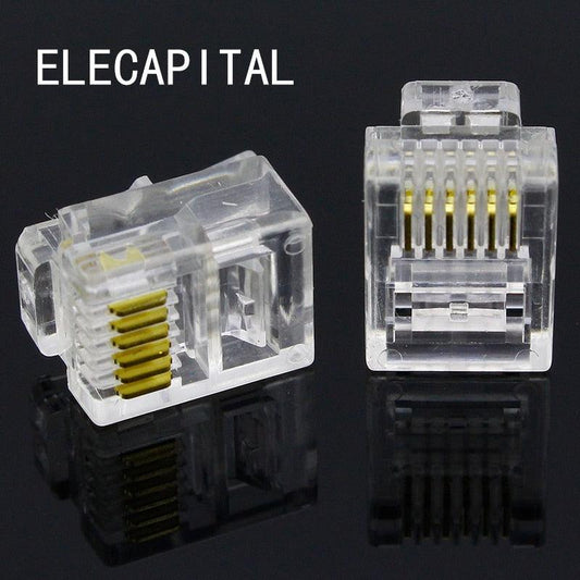 RJ11 6P6C Modular Jack Network Male Plugs, 6 Pin, Telephone Connector.