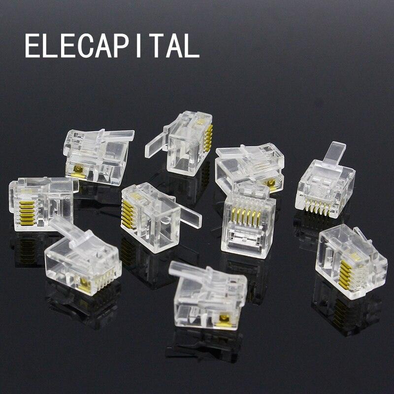 RJ11 6P6C Modular Jack Network Male Plugs, 6 Pin, Telephone Connector.
