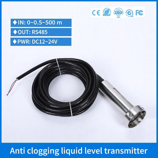 RS485 Underground Slurry Tank Liquid Level Transmitter Submersible Anti blocking Sewage Water Level Sensor 50m.