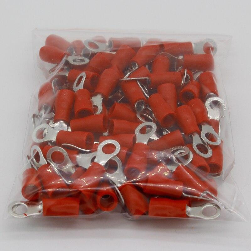 RV1.25-4 Red Ring Insulated Wire Connector Electrical Crimp Terminal RV1.25-4 Cable Wire Connector 100PCS RV1-4 RV.