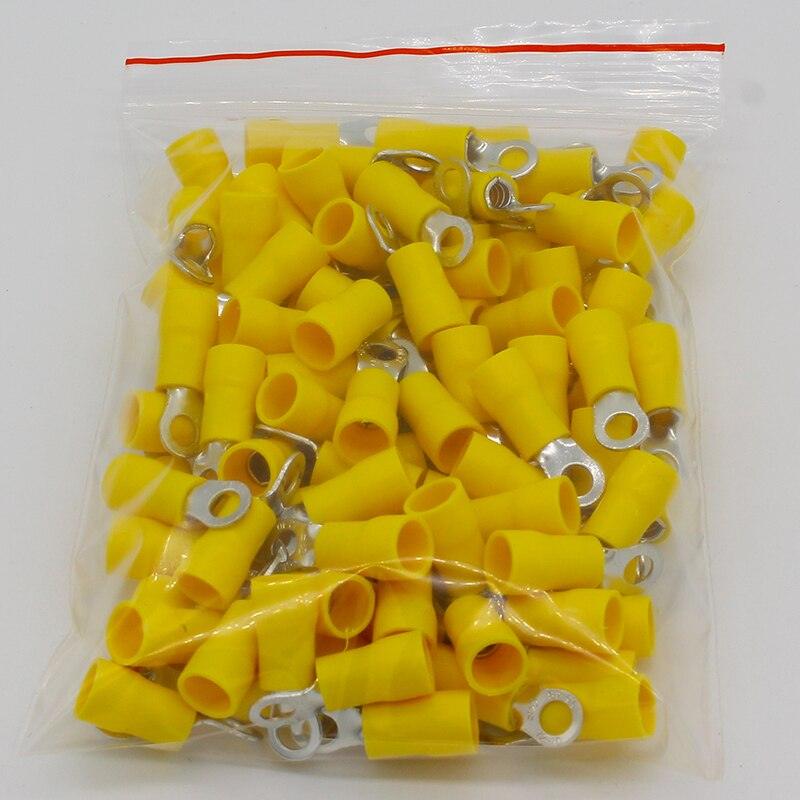 RV5.5-4 Yellow Ring insulated terminal 100PCS/Pack cable Crimp Terminal suit 4-6mm2 Cable Wire Connector RV5-4 RV.