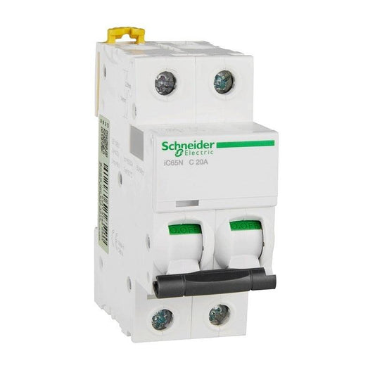 Schneider Electric Acti9 IC65N 2P Miniature Circuit Breaker C Curve MCB 1A-63A.schneider electric ic65n,mcb schneider 10a,mcb schneider 16a,mcb schneider 25a,mcb schneider 32a,mcb schneider 4a,mcb schneider 6a