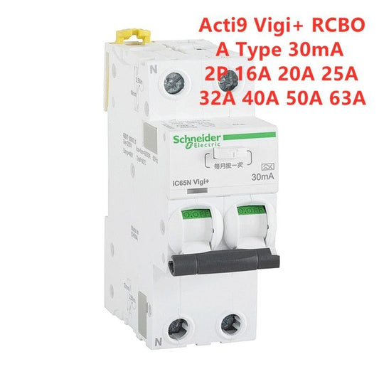Schneider Electric Acti9 Vigi+ RCBO 2P 30mA A Type Residual Current Breaker with Overcurrent Protection.schneider rcbo