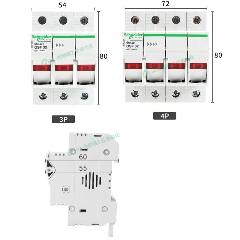 Schneider Electric Osmart FUSE 3P 32A Fuse Holder Without Core OSMFU332 OSMFU332X Base.
