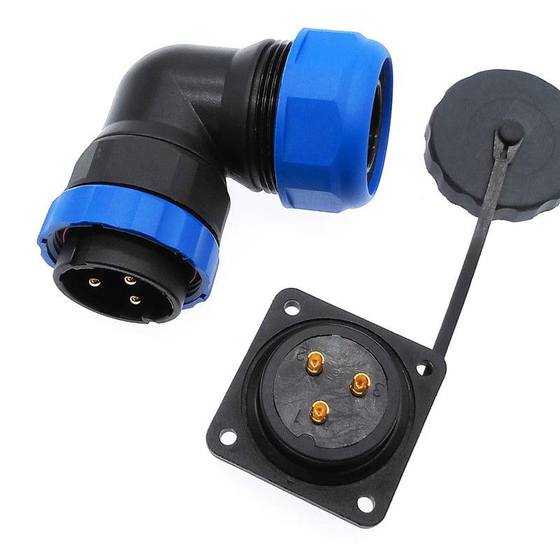 SP28 corrugated pipe waterproof connector IP68 angle connectors 2pin 3/4/5/6/7/9/10/12/14/16/19/22/24/26Pin 90 degree elbow.